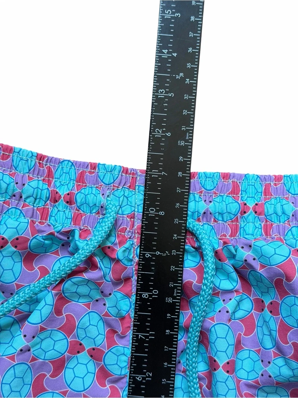 Vilebrequin Men’s M Turtle Print Swim Trunks Pink Blue Moorea St Tropez Surfcore